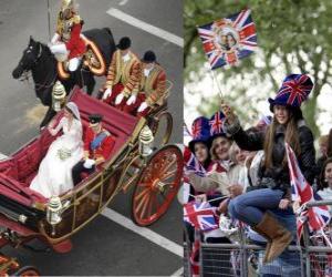 yapboz vatandaşların acalamados tarafından taşıma yürüyüş Prens William ve Kate Middleton arasında İngiliz Kraliyet Düğün,